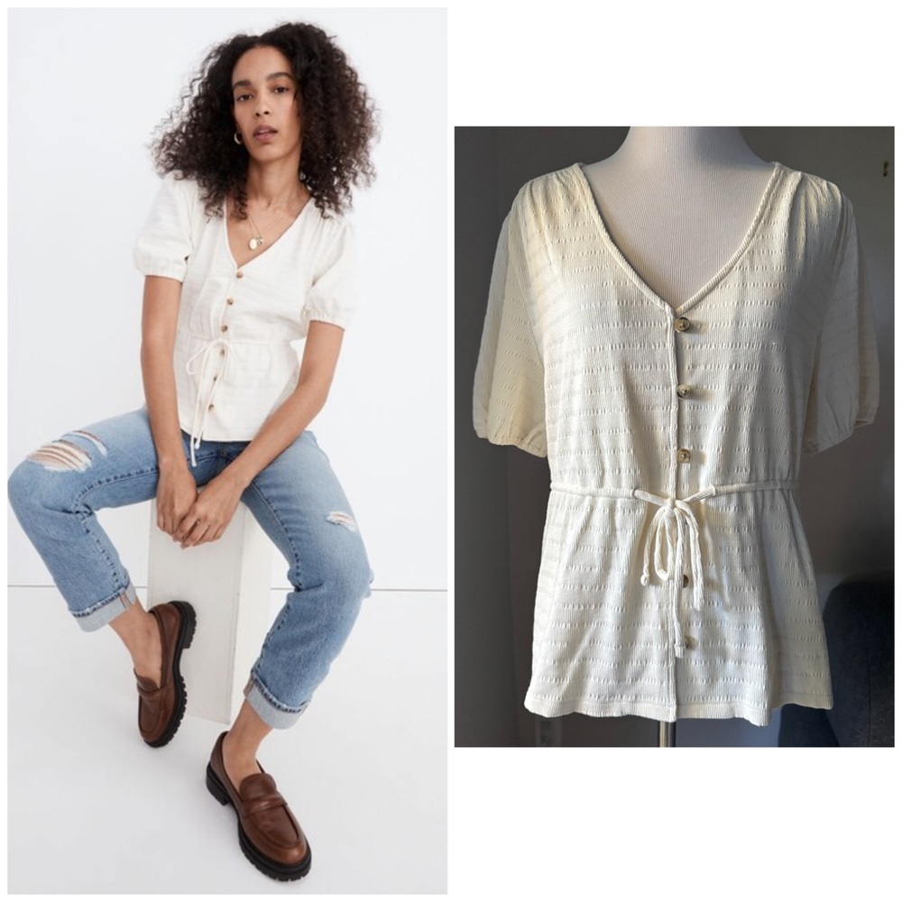 Madewell Puff-Sleeve Drawstring Top